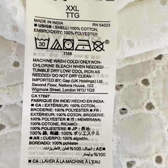 GAP Eyelet Lace V Neck Tank Sz XXL - Picture 5 of 5